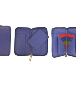 Blue Leather Travel Wallet