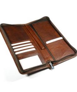 Multi-Pocket Brown Leather Travel Wallet